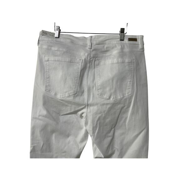 LIVERPOOL WOMENS 16 HANNAH CROP FLARE LACE HEM STRETCH DENIM JEAN WHITE NEW - Picture 6 of 11